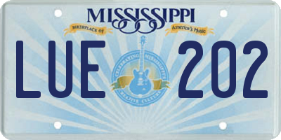 MS license plate LUE202