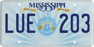 MS license plate LUE203