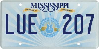 MS license plate LUE207