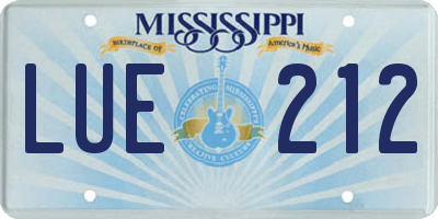 MS license plate LUE212