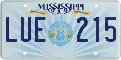 MS license plate LUE215