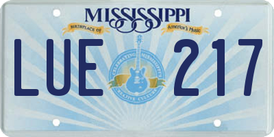 MS license plate LUE217