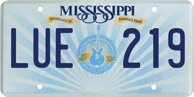 MS license plate LUE219