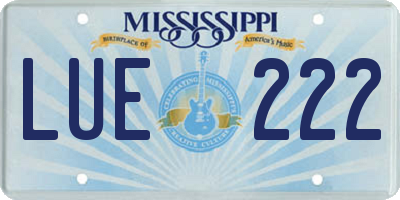 MS license plate LUE222