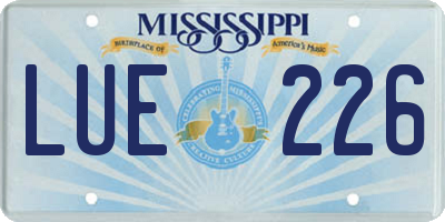 MS license plate LUE226