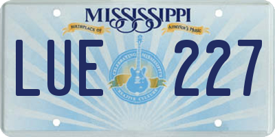 MS license plate LUE227