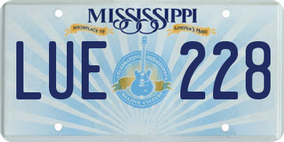MS license plate LUE228