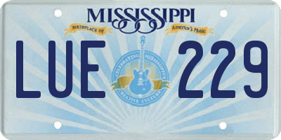 MS license plate LUE229