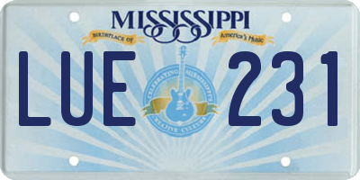 MS license plate LUE231