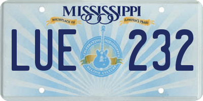 MS license plate LUE232
