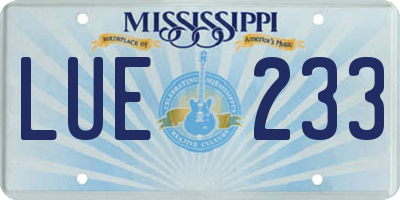 MS license plate LUE233