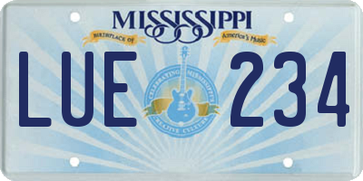 MS license plate LUE234