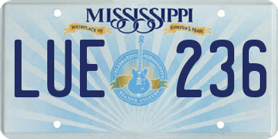 MS license plate LUE236