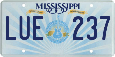 MS license plate LUE237