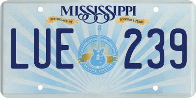 MS license plate LUE239