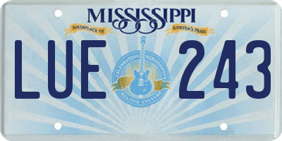 MS license plate LUE243