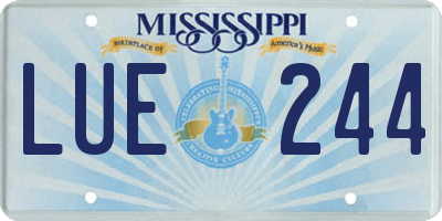 MS license plate LUE244