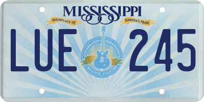 MS license plate LUE245