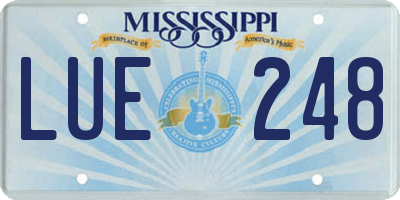 MS license plate LUE248