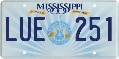 MS license plate LUE251