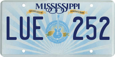 MS license plate LUE252