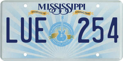 MS license plate LUE254