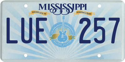MS license plate LUE257