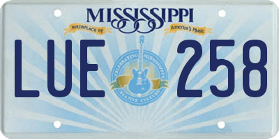 MS license plate LUE258
