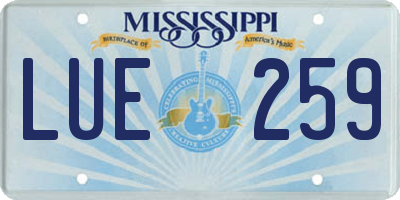 MS license plate LUE259