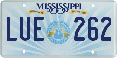 MS license plate LUE262