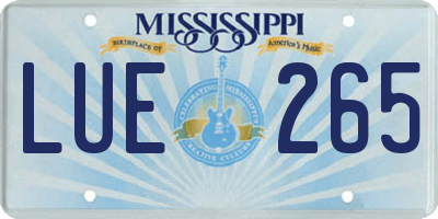MS license plate LUE265