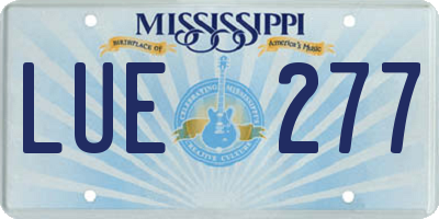 MS license plate LUE277