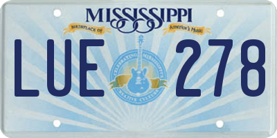 MS license plate LUE278