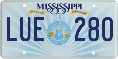 MS license plate LUE280