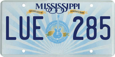MS license plate LUE285