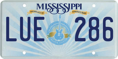 MS license plate LUE286
