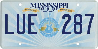 MS license plate LUE287