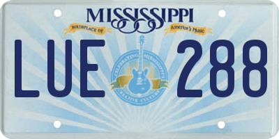 MS license plate LUE288