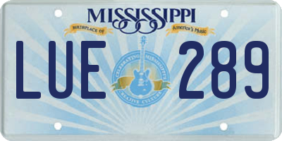 MS license plate LUE289