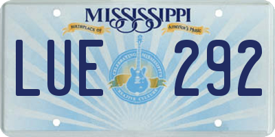 MS license plate LUE292