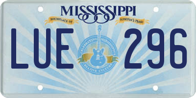 MS license plate LUE296
