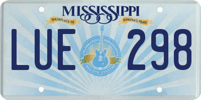 MS license plate LUE298