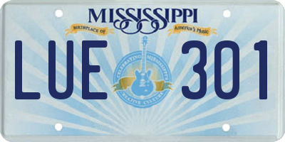 MS license plate LUE301