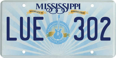 MS license plate LUE302