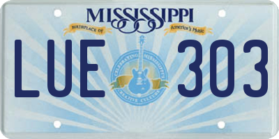 MS license plate LUE303
