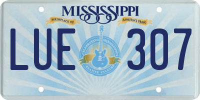 MS license plate LUE307