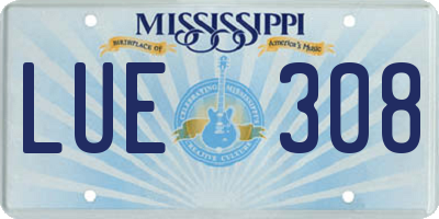 MS license plate LUE308