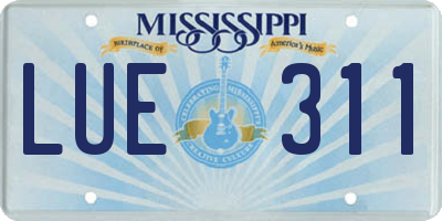 MS license plate LUE311