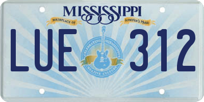 MS license plate LUE312