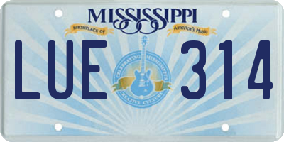 MS license plate LUE314